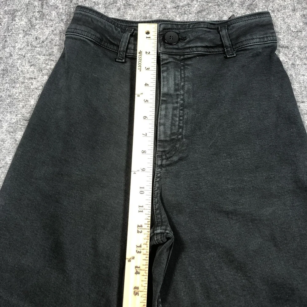 Zara Jeans Womens 4 Black Dark Wash High Rise Relaxed Wide Leg Raw Hem Denim - Picture 10 of 16